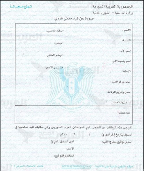 Auszug aus dem Personenstandsregister / Geburtsurkunde (SYR) صورة عن قيد مدني فردي - Shop-Translation.de - Übersetzungsbüro ReSartus