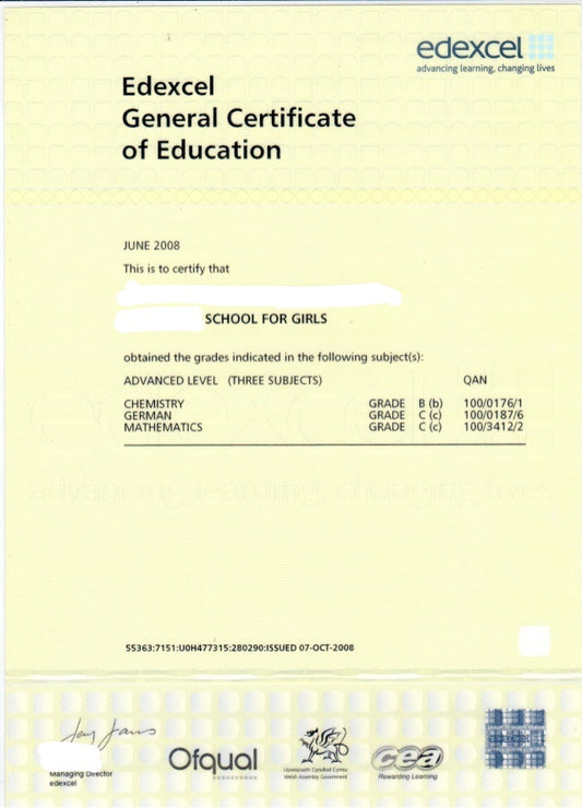 Abiturzeugnis/ Hochschulreife (GBR) General Certificate of Education - Shop-Translation.de - Übersetzungsbüro ReSartus