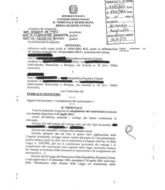 Scheidungsurkunde (IT) atto di divorzio