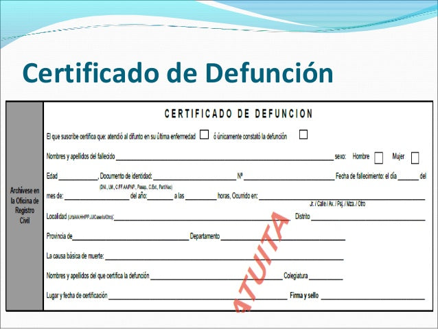 Sterbeurkunde (COL) Registro Civil de Defunción