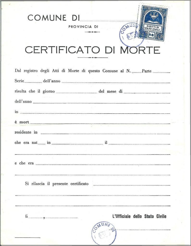 Sterbeurkunde (IT) certificato di morte