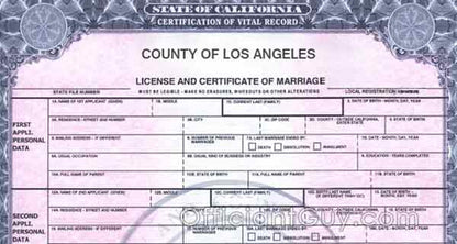 Beglaubigte Abschrift aus dem Eheregister (USA) Certified Marriage Record