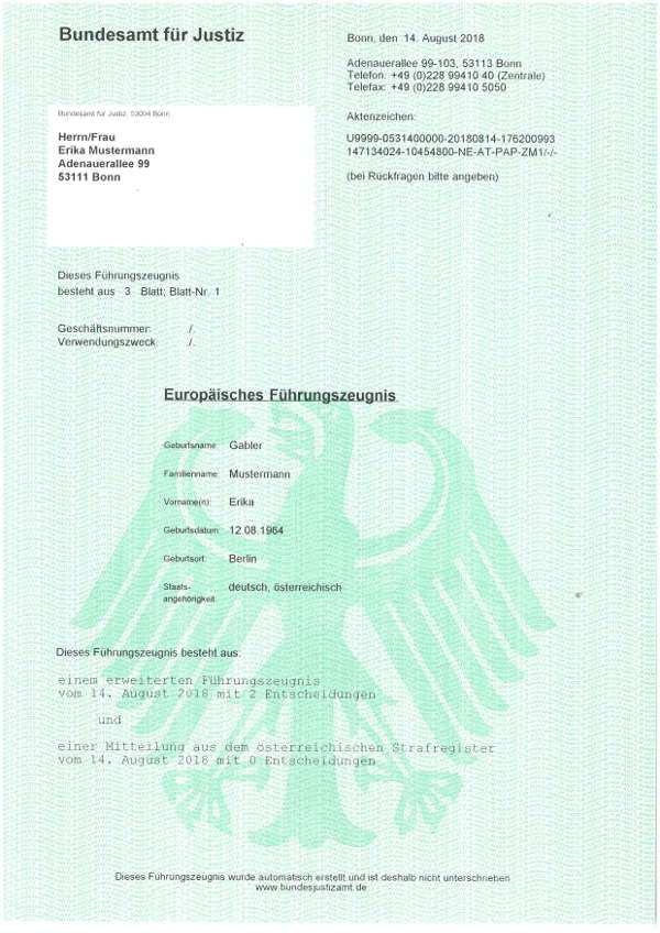 Führungszeugnis - Shop-Translation.de - Übersetzungsbüro ReSartus