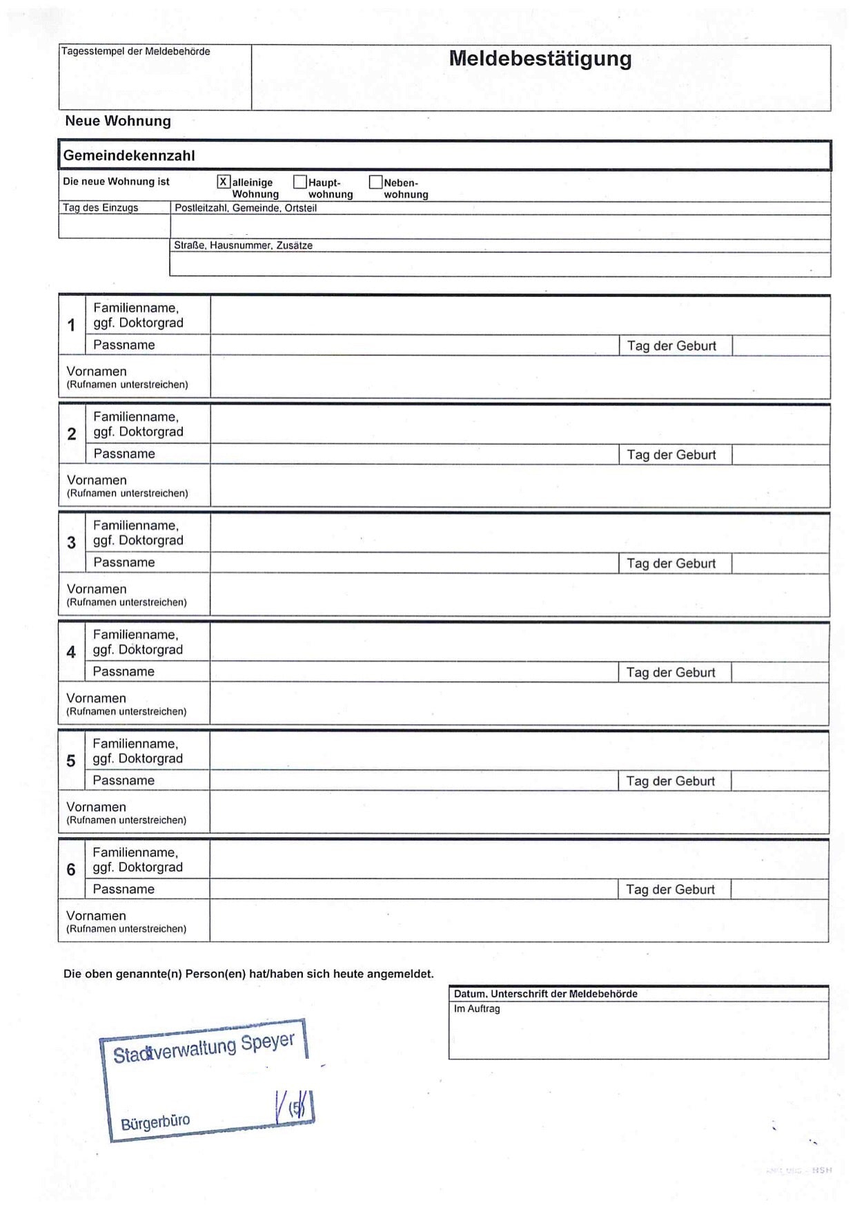 Meldebestätigung - Shop-Translation.de - Übersetzungsbüro ReSartus