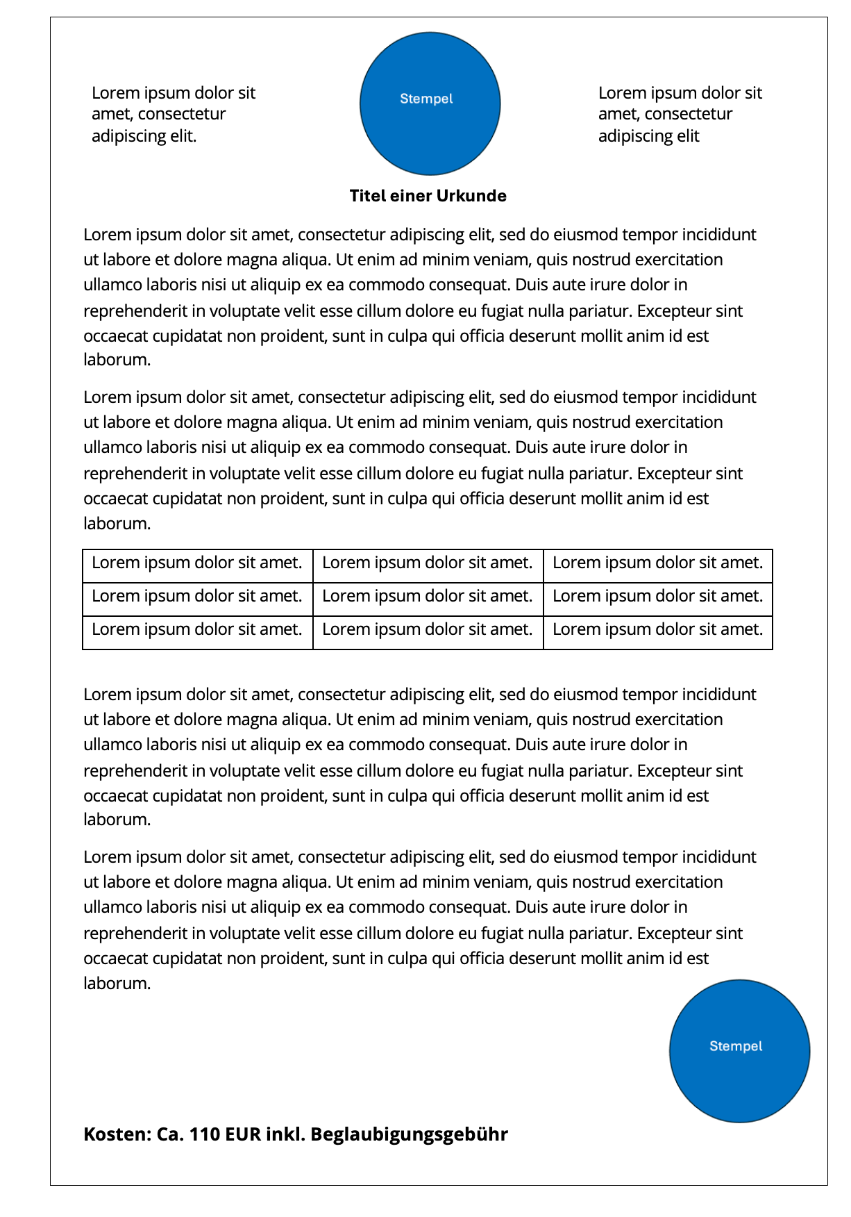 Musterseite / Musterurkunde (L)