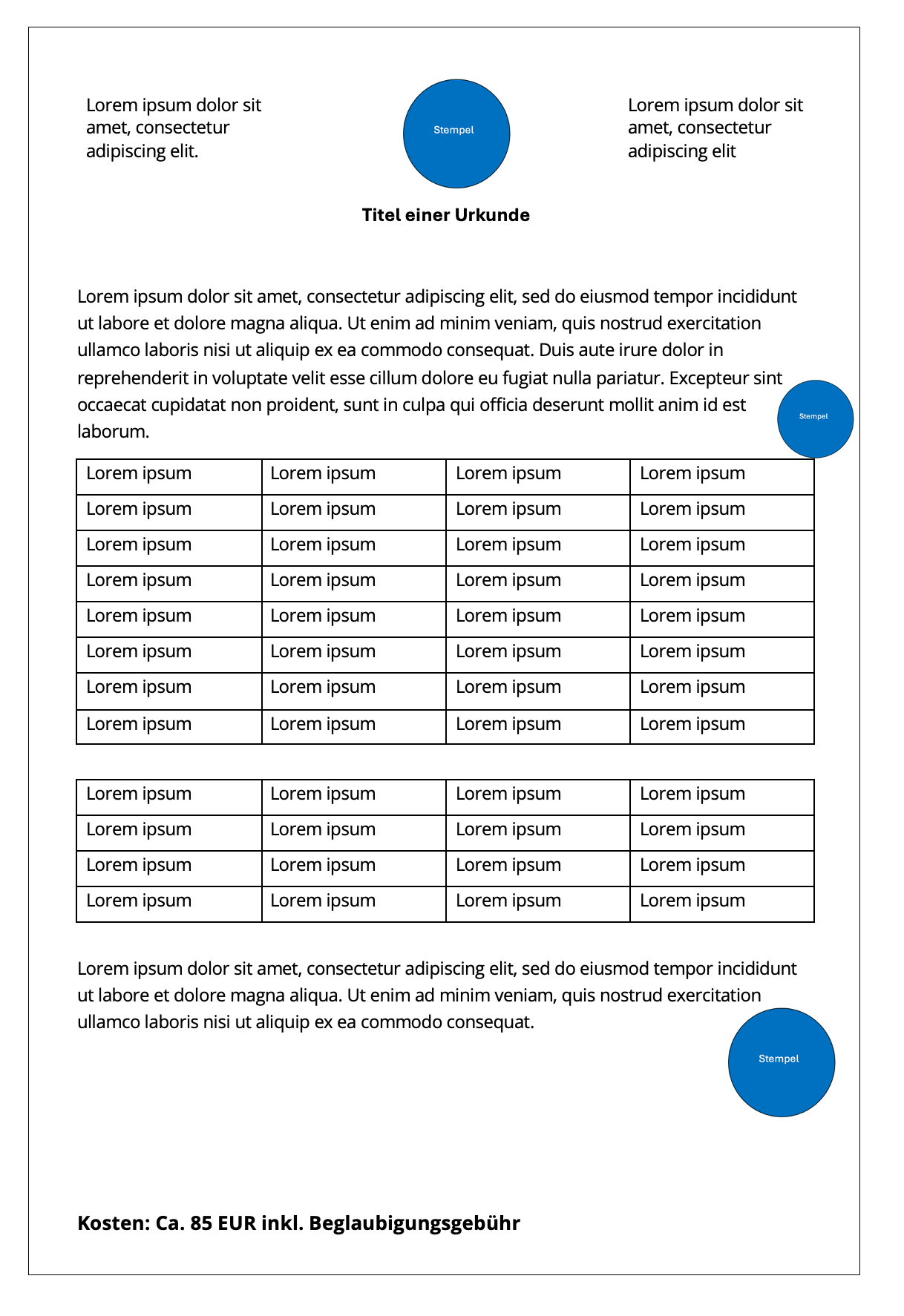 Sample page / sample certificate (M)