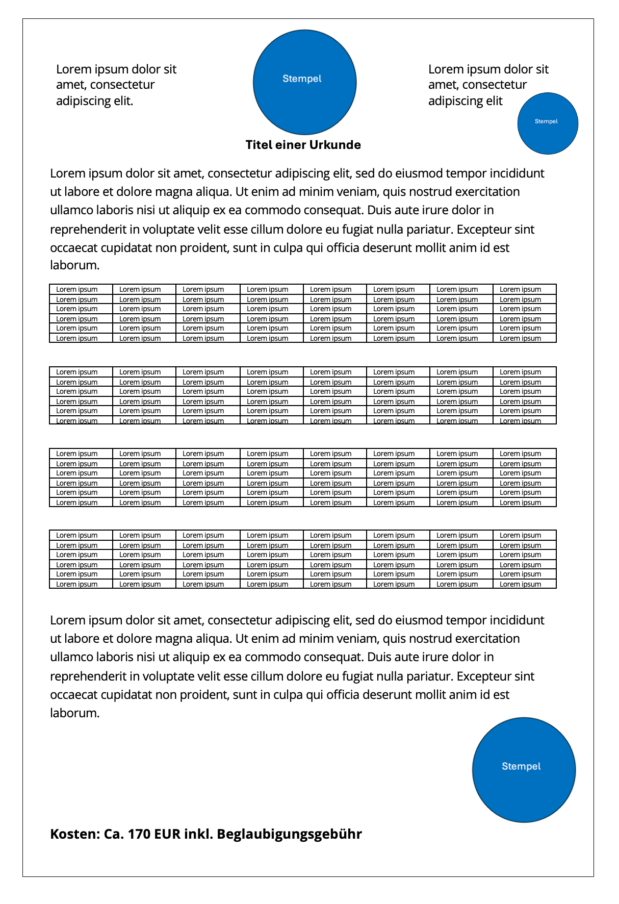 Musterseite / Musterurkunde (XXL)