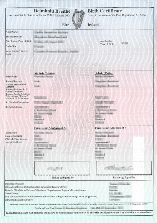 Geburtsurkunde (IRL) Birth Certificate