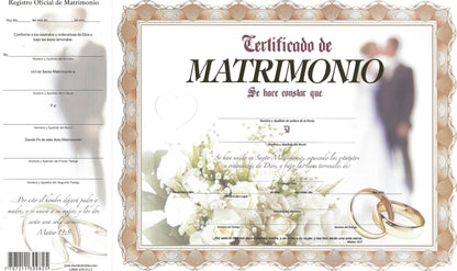Marriage certificate (ECU) Certificado de Matrimonio