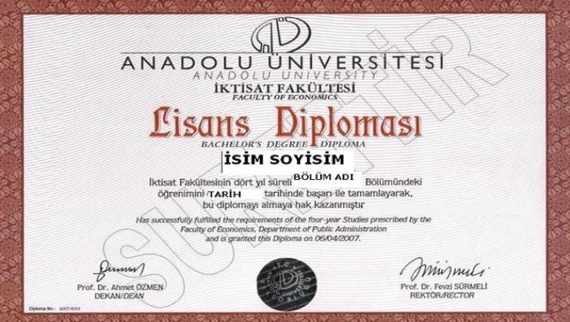 University Degree with Transcript (TUR) Lisans Diplomasi + Transcript